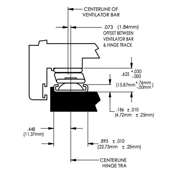 Anderberg 301SS Superior 4 Bar Awning Window Hinge with Stop Stainless Steel 28