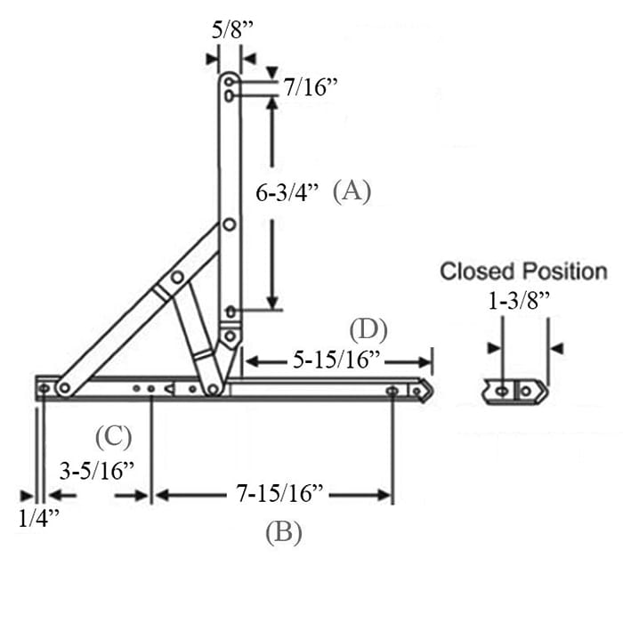 Anderberg 401SS Standard Duty 4 Bar Casement Window Hinge Stainless Steel - Anderberg 401SS Standard Duty 4 Bar Casement Window Hinge Stainless Steel