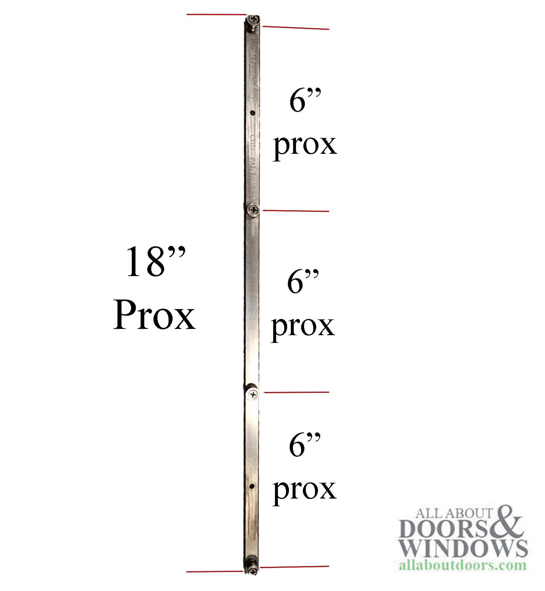 18.2 (462mm)  Lock bar  4 Roller Stainless Steel - 18.2 (462mm)  Lock bar  4 Roller Stainless Steel