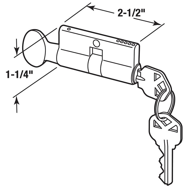 Keyed Profile Cylinder, Active 32/32 with Kwikset Key - Polished Brass - Keyed Profile Cylinder, Active 32/32 with Kwikset Key - Polished Brass