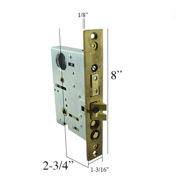 Baldwin Replacement Entrance Lever x Lever Mortise Lock Emergency Egress with Brass Latch - Baldwin Replacement Entrance Lever x Lever Mortise Lock Emergency Egress with Brass Latch