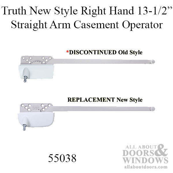 Traditional Style  Right Hand 13-1/2 Inch Straight Arm Casement Operator  White - Traditional Style  Right Hand 13-1/2 Inch Straight Arm Casement Operator  White