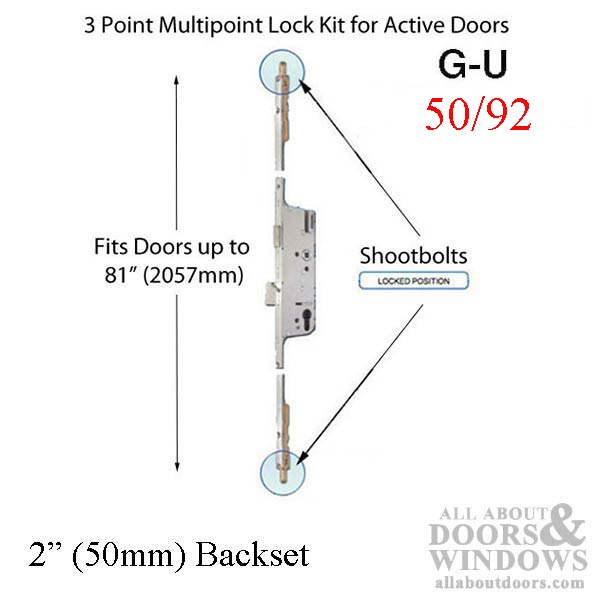 Active Pella / G-U 3-point Multipoint Lock Kit w/ Shootbolts 50/92 - Choose Finish - Active Pella / G-U 3-point Multipoint Lock Kit w/ Shootbolts 50/92 - Choose Finish