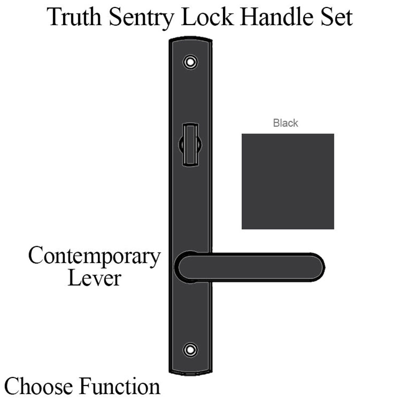 Truth Sentry Lock Handle Set, Contemporary, Painted Over Zinc, Black - Truth Sentry Lock Handle Set, Contemporary, Painted Over Zinc, Black