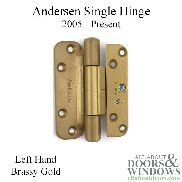 Andersen Patio Hinge Left Hand 2005-Present Brassy Gold Tone Single Patio Hinge - Andersen Patio Hinge Left Hand 2005-Present Brassy Gold Tone Single Patio Hinge