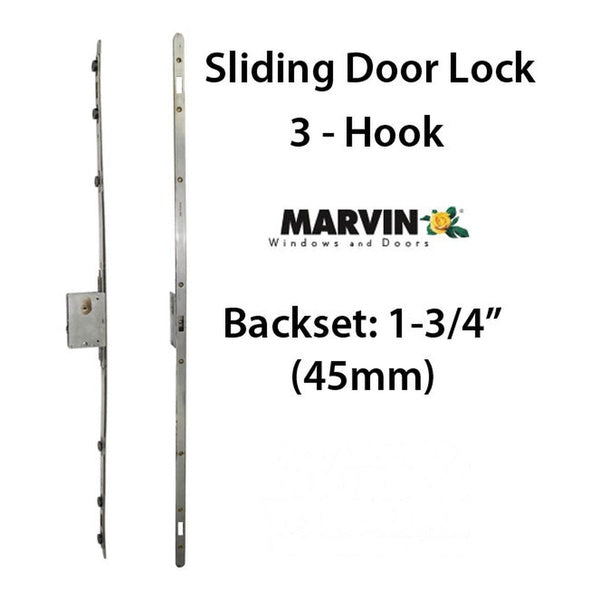 Multipoint Sliding Door Lock 3 hooks , 1-3/4 backset - Stainless Steel - Multipoint Sliding Door Lock 3 hooks , 1-3/4 backset - Stainless Steel