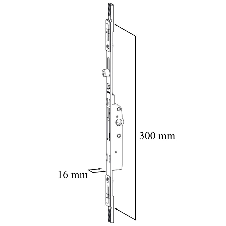 G-U 16mm Cremone: G-20467-00-0-1 Roller Version, 300mm Length - G-U 16mm Cremone: G-20467-00-0-1 Roller Version, 300mm Length