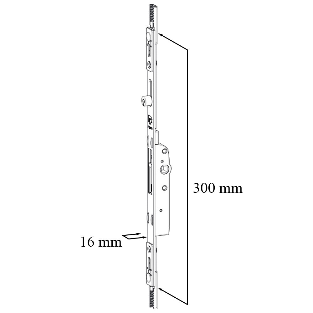 G-U 16mm Cremone: G-20467-00-0-1 Roller Version, 300mm Length - G-U 16mm Cremone: G-20467-00-0-1 Roller Version, 300mm Length
