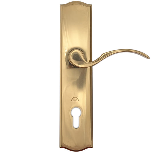 Hoppe Wide Plate Munchen Active Handle Set, M112PL M370  Polished Brass