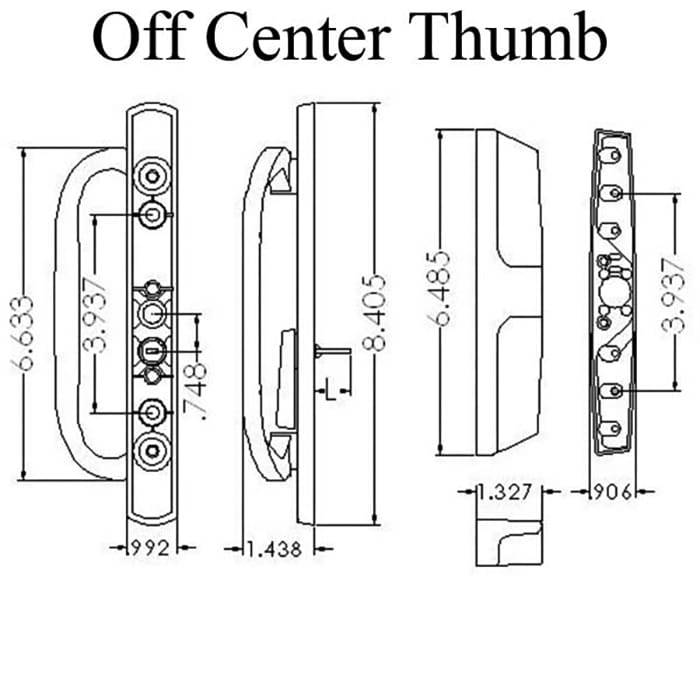 Patio Door Handle Keyed or Non Keyed With Off Center Thumb Turn - Patio Door Handle Keyed or Non Keyed With Off Center Thumb Turn