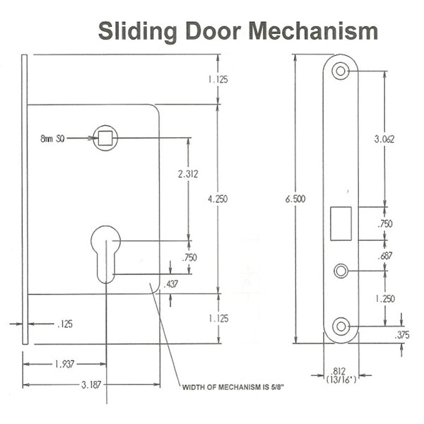 Mortise Lock With 2 Inch Hub For Sliding Doors Satin Chrome Mortise Lock - Mortise Lock With 2 Inch Hub For Sliding Doors Satin Chrome Mortise Lock