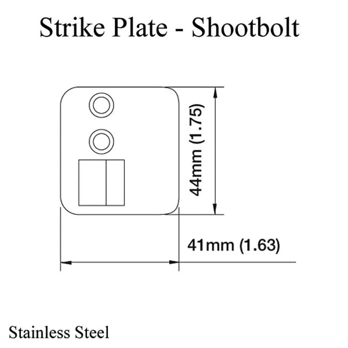 Strike Plate, PS0021L, Shootbolt.1.63 x 1.75- Stainless Steel - Strike Plate, PS0021L, Shootbolt.1.63 x 1.75- Stainless Steel