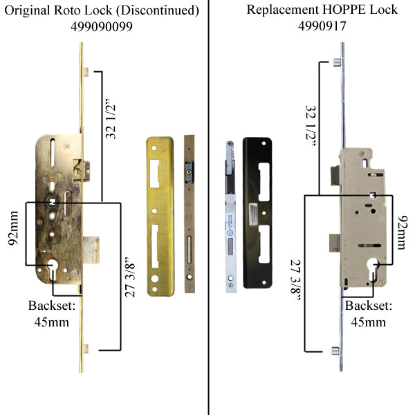 Replacement Kit for Roto 3 point roller multipoint lock in Weathershield Doors - Replacement Kit for Roto 3 point roller multipoint lock in Weathershield Doors