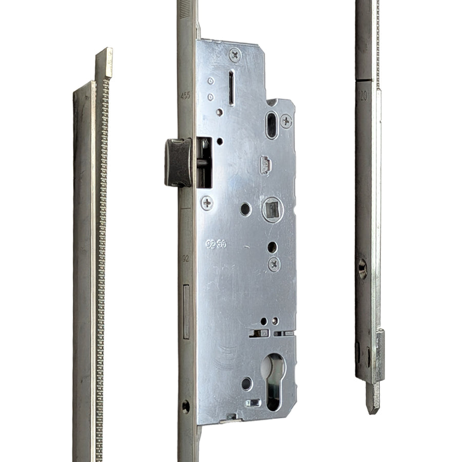AGB Unitop 16mm Multipoint Lock 55/92 Active Assembly with Shootbolts, 41-5/16 inch handle height - Silver - AGB Unitop 16mm Multipoint Lock 55/92 Active Assembly with Shootbolts, 41-5/16 inch handle height - Silver