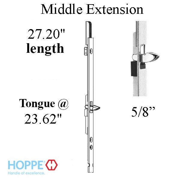 16mm Manual Middle Extension Shootbolt-Tongue @ 23.62