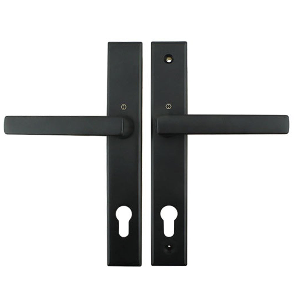 HOPPE Active Multipoint Lock Handleset (Without Cylinder) - Dallas Contemporary  - Matte Black - HOPPE Active Multipoint Lock Handleset (Without Cylinder) - Dallas Contemporary  - Matte Black