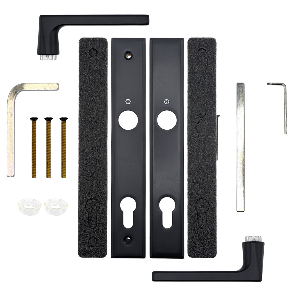 HOPPE Active Multipoint Lock Handleset (Without Cylinder) - Dallas Contemporary  - Matte Black - HOPPE Active Multipoint Lock Handleset (Without Cylinder) - Dallas Contemporary  - Matte Black
