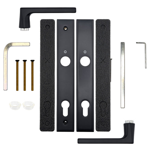 HOPPE Active Multipoint Lock Handleset (Without Cylinder) - Dallas Contemporary  - Matte Black - HOPPE Active Multipoint Lock Handleset (Without Cylinder) - Dallas Contemporary  - Matte Black