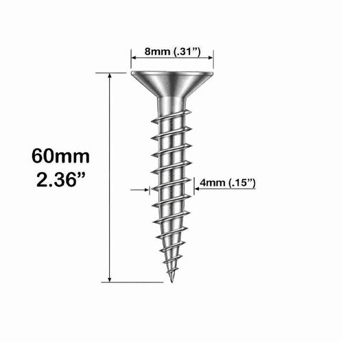 Screws, 8mm Head, 60mm Length  - Stainless Steel - Screws, 8mm Head, 60mm Length  - Stainless Steel