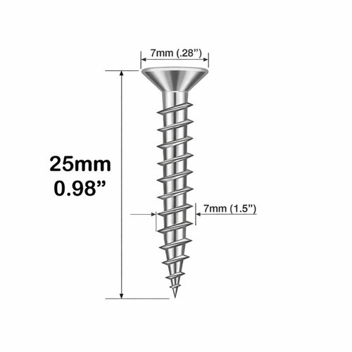Screws, 7mm Head, 25mm Length  - Stainless Steel - Screws, 7mm Head, 25mm Length  - Stainless Steel