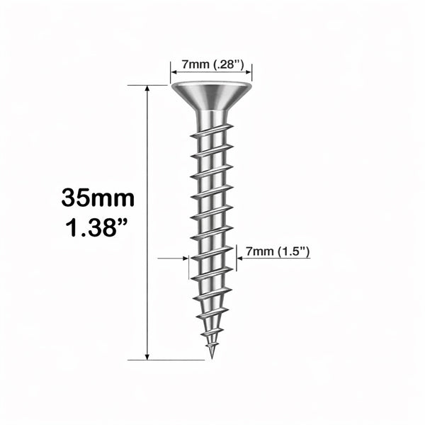 Screws, 7mm Head, 35mm Length  - Stainless Steel - Screws, 7mm Head, 35mm Length  - Stainless Steel
