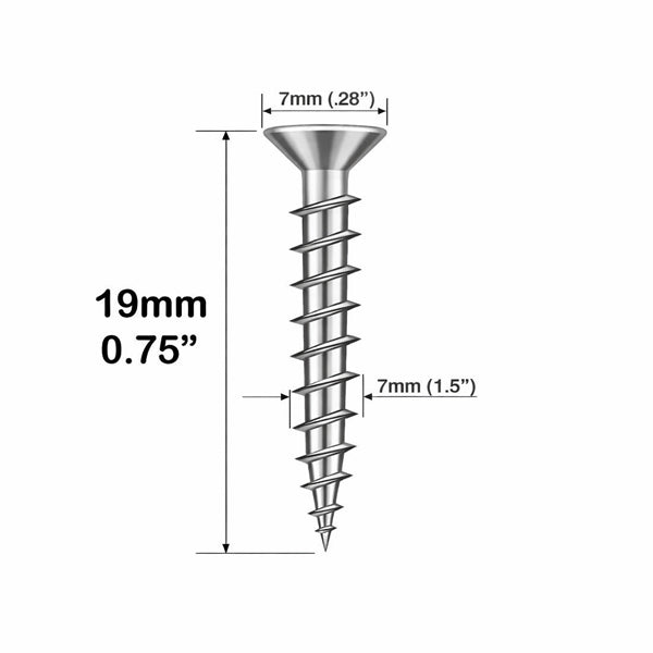 Screws, 7mm Head, 19mm Length  - Stainless Steel - Screws, 7mm Head, 19mm Length  - Stainless Steel