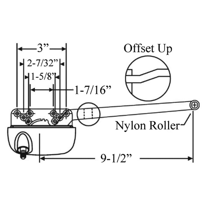 Truth 9-1/2 Single Arm Operator, Offset Arm - White, Right Hand - Truth 9-1/2 Single Arm Operator, Offset Arm - White, Right Hand