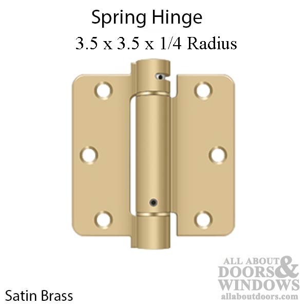Spring Hinge, 3.5 x 3.5 , 1/4 Radius - Brushed/Satin Brass - Spring Hinge, 3.5 x 3.5 , 1/4 Radius - Brushed/Satin Brass