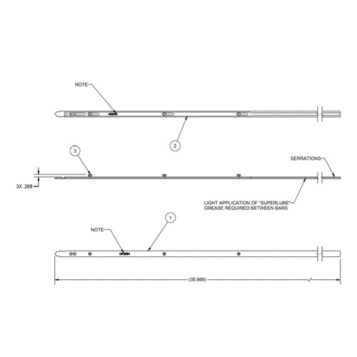 20mm P2000 Active Upper Shootbolt Assembly, Doors 108-121.5 - 20mm P2000 Active Upper Shootbolt Assembly, Doors 108-121.5