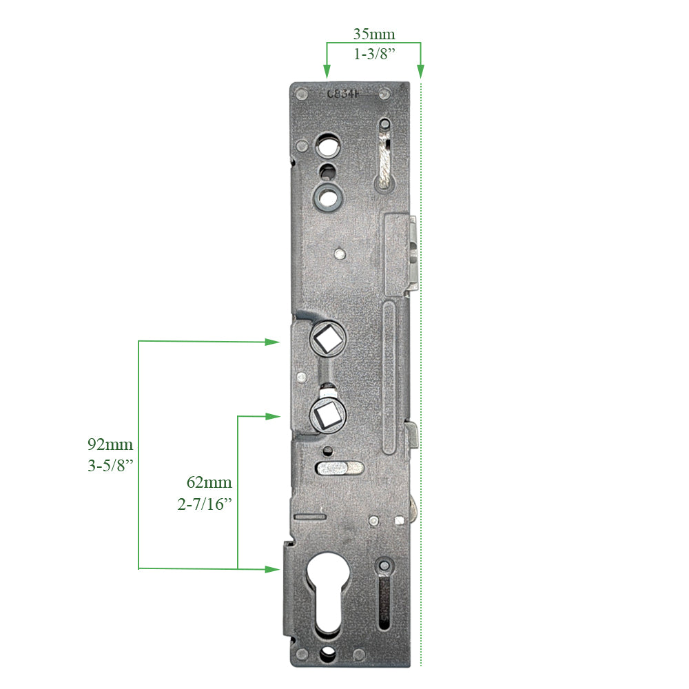 Lockmaster Active 104 Double Spindle 35/92+62 Lock Case Only - Hookbolt Version - Lockmaster Active 104 Double Spindle 35/92+62 Lock Case Only - Hookbolt Version