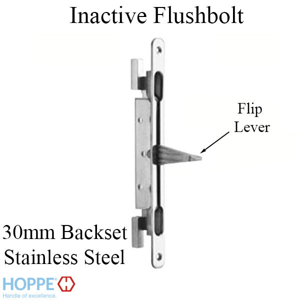 Inactive Flush Bolt Rod, 30mm Backset, Flip Lever - Stainless Steel - Inactive Flush Bolt Rod, 30mm Backset, Flip Lever - Stainless Steel