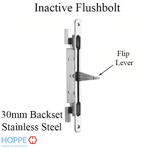 Inactive Flush Bolt Rod, 30mm Backset, Flip Lever - Stainless Steel - Inactive Flush Bolt Rod, 30mm Backset, Flip Lever - Stainless Steel