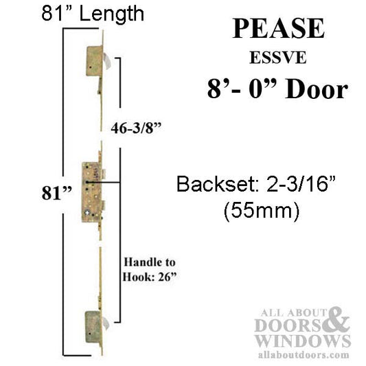 Essve 81" Multipoint Lock, 20mm 60/92 Active Single Door - American Version