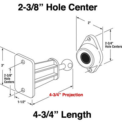 R V DOOR HOLDER ROD  4-3/4 inch  & RETAINER - R V DOOR HOLDER ROD  4-3/4 inch  & RETAINER