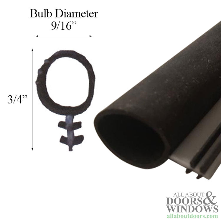 Pella Proline Perimeter Bulb Weatherstrip for Doors Black (No Door Sweep) - Pella Proline Perimeter Bulb Weatherstrip for Doors Black (No Door Sweep)