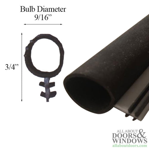 Pella Proline Perimeter Bulb Weatherstrip for Doors Black (No Door Sweep) - Pella Proline Perimeter Bulb Weatherstrip for Doors Black (No Door Sweep)