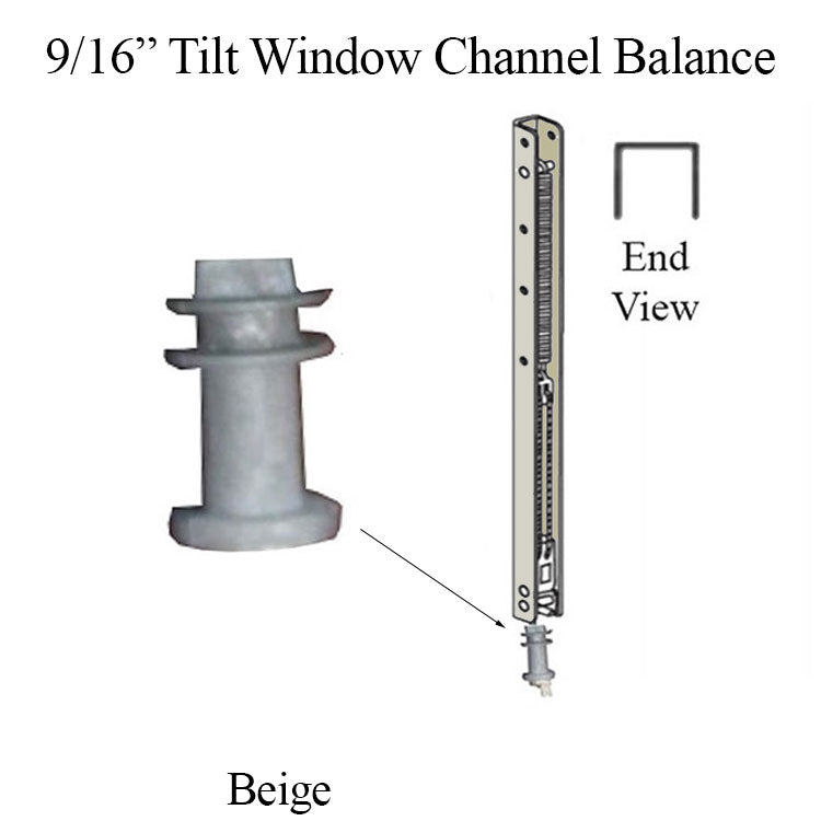 736 Custom Channel Balance for Tilt Windows, Beige, 9/16 x 9/16 Sizes 10-45, A-I - 736 Custom Channel Balance for Tilt Windows, Beige, 9/16 x 9/16 Sizes 10-45, A-I