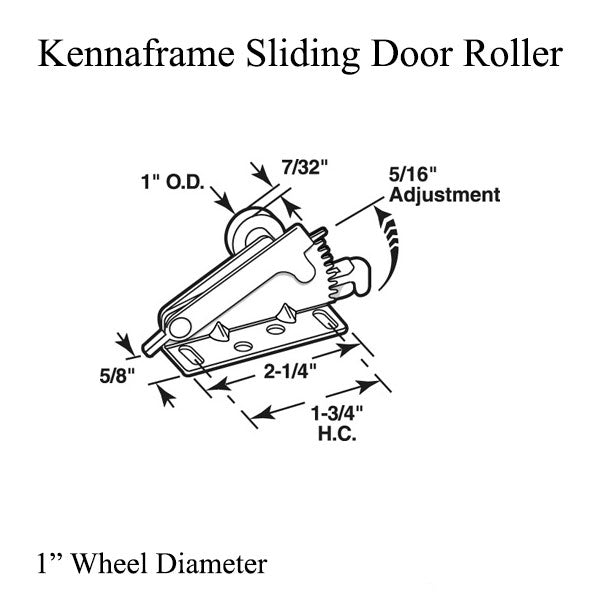 Kennaframe Sliding Door: 1 inch wheel, Pocket / Closet  Roller - Kennaframe Sliding Door: 1 inch wheel, Pocket / Closet  Roller