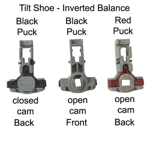 Tilt shoe, 1-1/4 x 17/32  Black Puck, Closed Cam, Inverted Channel Balance - I - Tilt shoe, 1-1/4 x 17/32  Black Puck, Closed Cam, Inverted Channel Balance - I