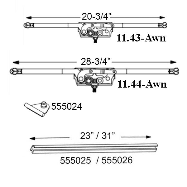 Truth Entrygard Dual Arm Awning 28-3/4 Inch Roto Crank Operator - Truth Entrygard Dual Arm Awning 28-3/4 Inch Roto Crank Operator