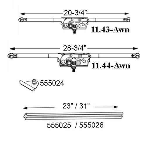 Truth Entrygard Dual Arm Awning 28-3/4 Inch Roto Crank Operator - Truth Entrygard Dual Arm Awning 28-3/4 Inch Roto Crank Operator