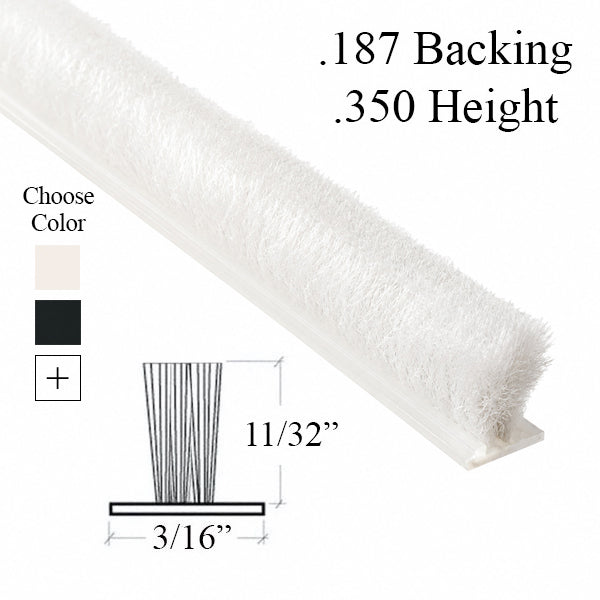 Weatherstrip For Doors and Windows .187 Inch T Backing .350 Inch Fuzzy Pile Choose Color - Weatherstrip For Doors and Windows .187 Inch T Backing .350 Inch Fuzzy Pile Choose Color