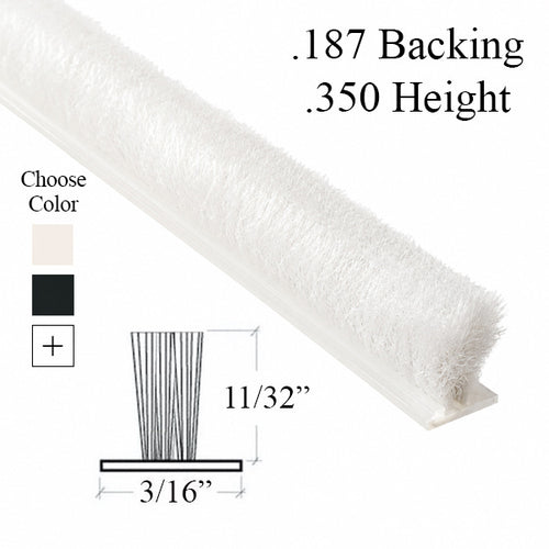 Weatherstrip For Doors and Windows .187 Inch T Backing .350 Inch Fuzzy Pile Choose Color - Weatherstrip For Doors and Windows .187 Inch T Backing .350 Inch Fuzzy Pile Choose Color