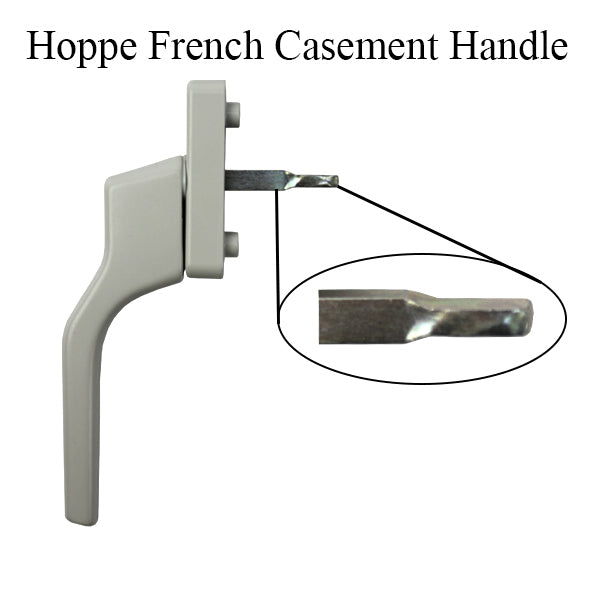 HOPPE French Casement Handle - 38mm Shaft, Mate Gray White Finish - HOPPE French Casement Handle - 38mm Shaft, Mate Gray White Finish