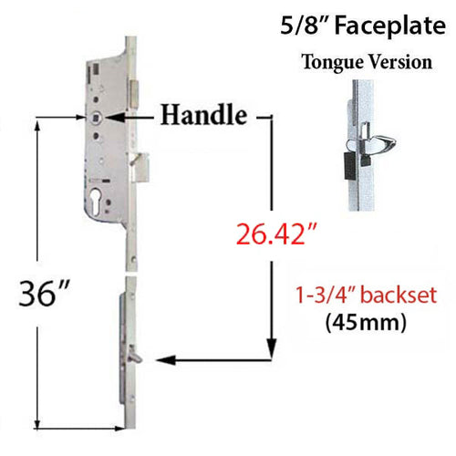 Hoppe HLS9000 Multipoint Lock Manual Tongue Gear 45mm Backset 92mm PZ 1 Inch Deadbolt Throw 36 Inch Handle Height - Hoppe HLS9000 Multipoint Lock Manual Tongue Gear 45mm Backset 92mm PZ 1 Inch Deadbolt Throw 36 Inch Handle Height