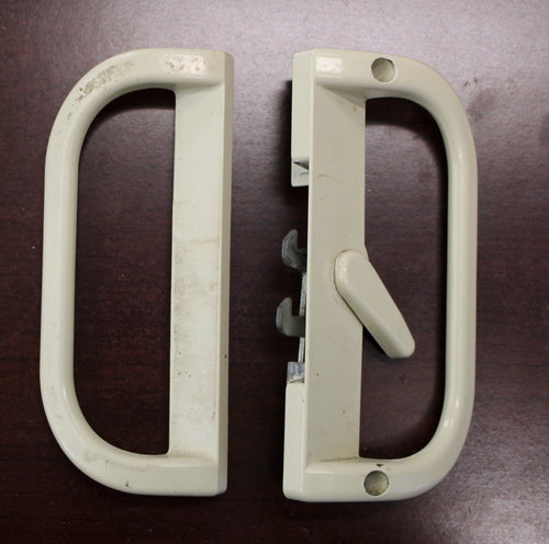 Sliding Patio Door Handlset White Non Keyed Door Handle 6 9/16 Inch Hole Center - Sliding Patio Door Handlset White Non Keyed Door Handle 6 9/16 Inch Hole Center