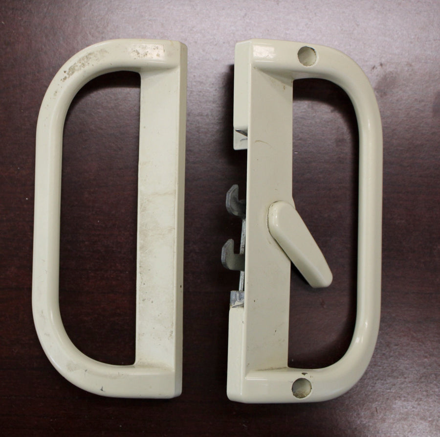 Sliding Patio Door Handlset White Non Keyed Door Handle 6 9/16 Inch Hole Center - Sliding Patio Door Handlset White Non Keyed Door Handle 6 9/16 Inch Hole Center
