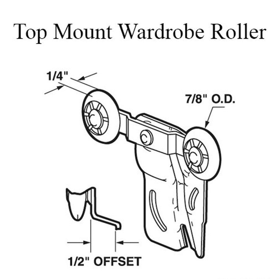 Closet Door Tandem Roller Assembly with Adjustable Steel Bracket 0.875 Inch Wheel Diameter - Closet Door Tandem Roller Assembly with Adjustable Steel Bracket 0.875 Inch Wheel Diameter