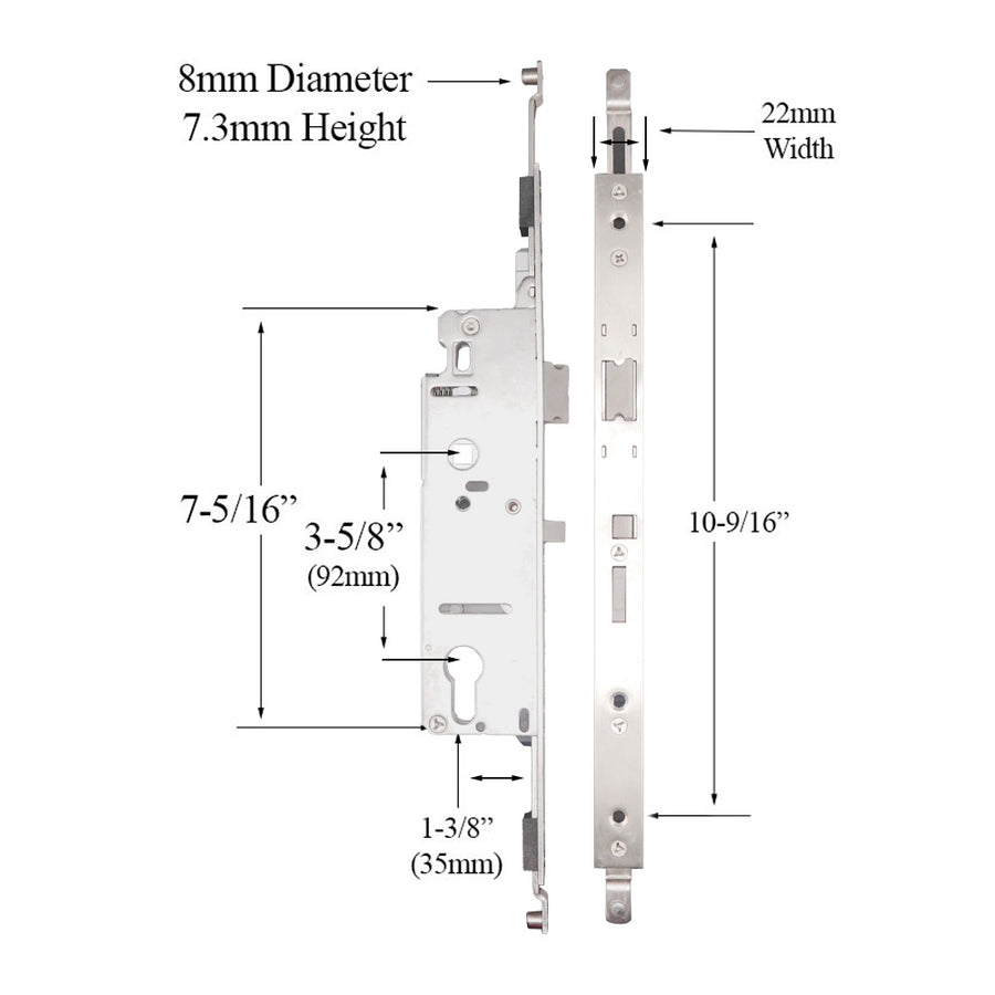 Hoppe HLS9350 Aluminum Door Gear for Balcony and Terrace Doors 35mm Backset - Hoppe HLS9350 Aluminum Door Gear for Balcony and Terrace Doors 35mm Backset
