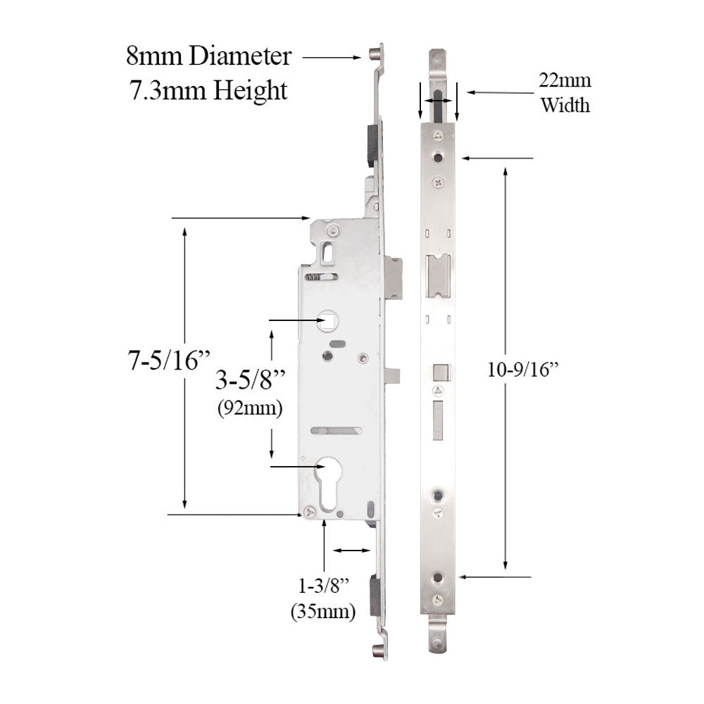 Hoppe HLS9350 Aluminum Door Gear for Balcony and Terrace Doors 35mm Backset - Hoppe HLS9350 Aluminum Door Gear for Balcony and Terrace Doors 35mm Backset